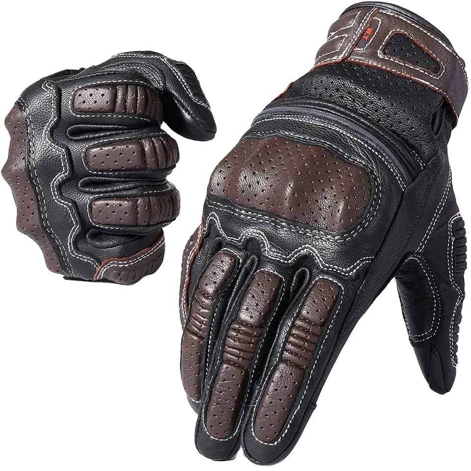 Fabrik Großhandel atmungsaktive Sport-Motorrad-Handschuhe klassischer Stil Design Motorrad-Echtleder-Touchscreen-Handschuhe