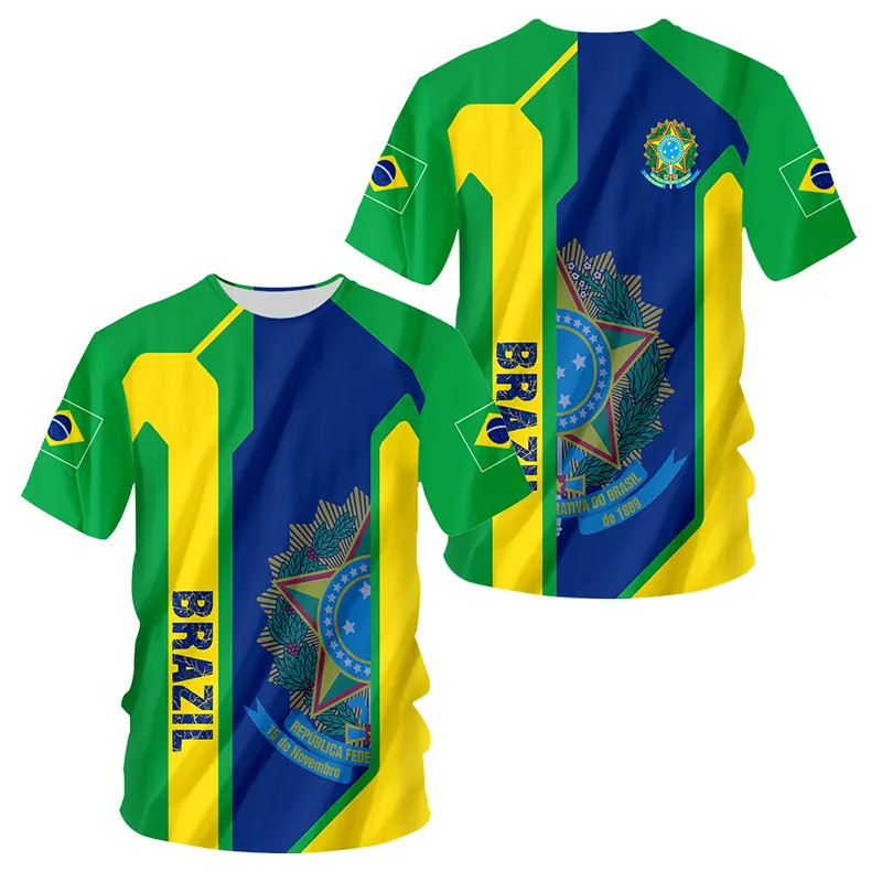 브라질 색상 게임 데이 맞춤 축구 유니폼 팀 디자인 티셔츠 드롭 배송 남자 스포츠 탑 통기성 스포츠웨어