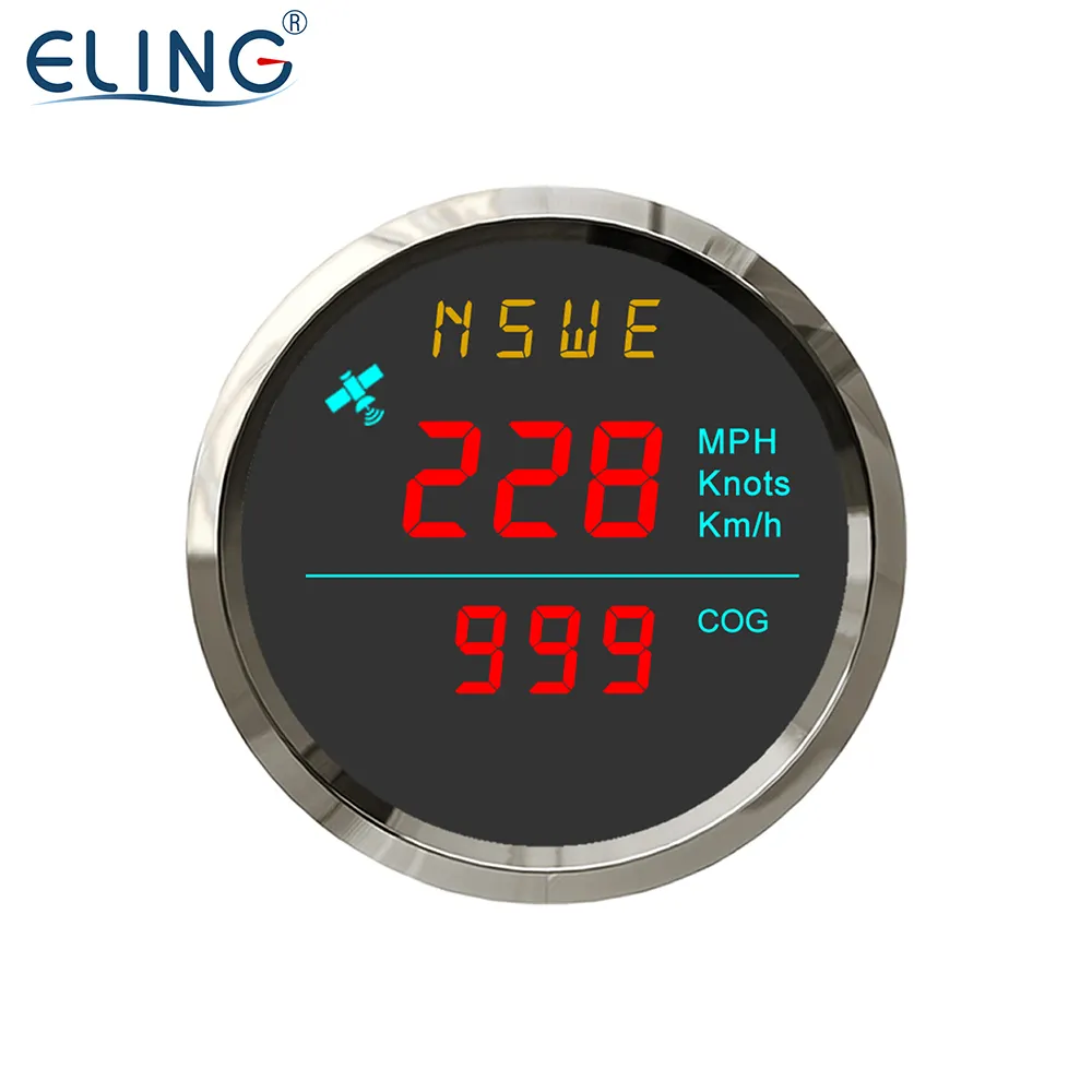ELING 52mm GPS Speedometer Speedo Gauge Digital 0-999 km/h mph knots for Sailboat Yachts Boat with Compass 12V 24V Waterproof