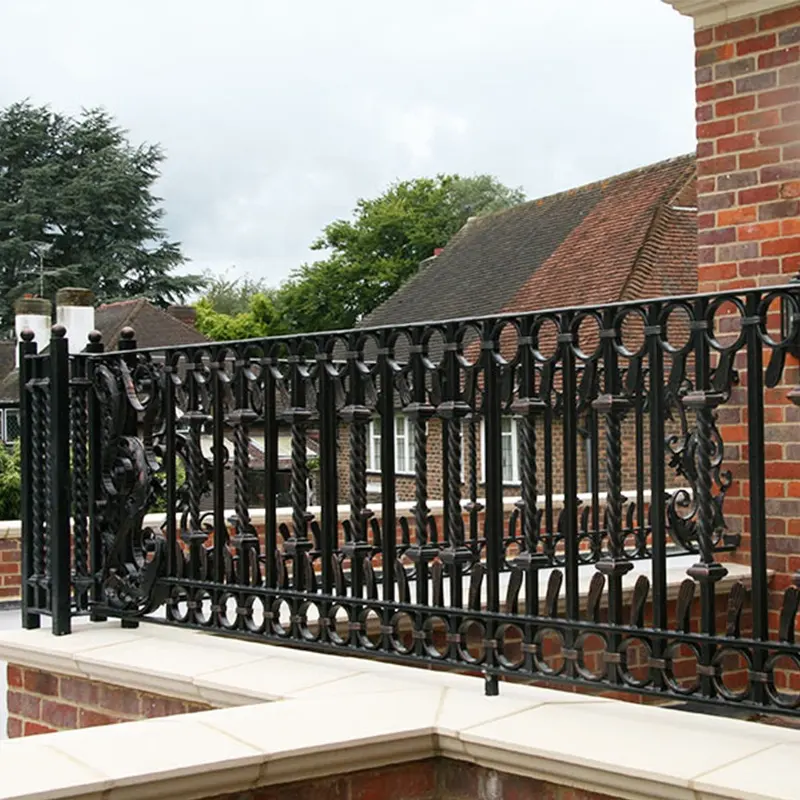 Postes de valla de hierro forjado para exteriores, cerca de hierro fundido para privacidad, de hierro oramental