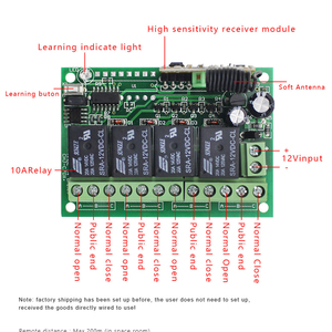 12V <strong>Relay</strong> Module 4 Channel Receiver Board 433Mhz RF Transmitters Light <strong>Wireless</strong> Remote <strong>Control</strong> Switch - Product Image 4