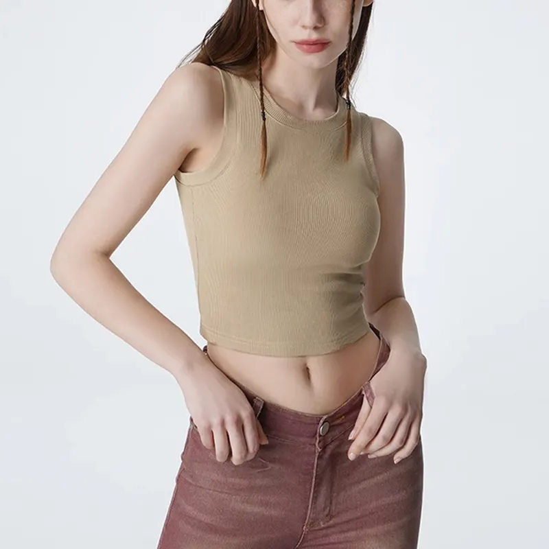 Moda Y2K Streetwear mahsul Tops Tank Tops toptan özel baskı seksi nervürlü örgü kız bebek Tee