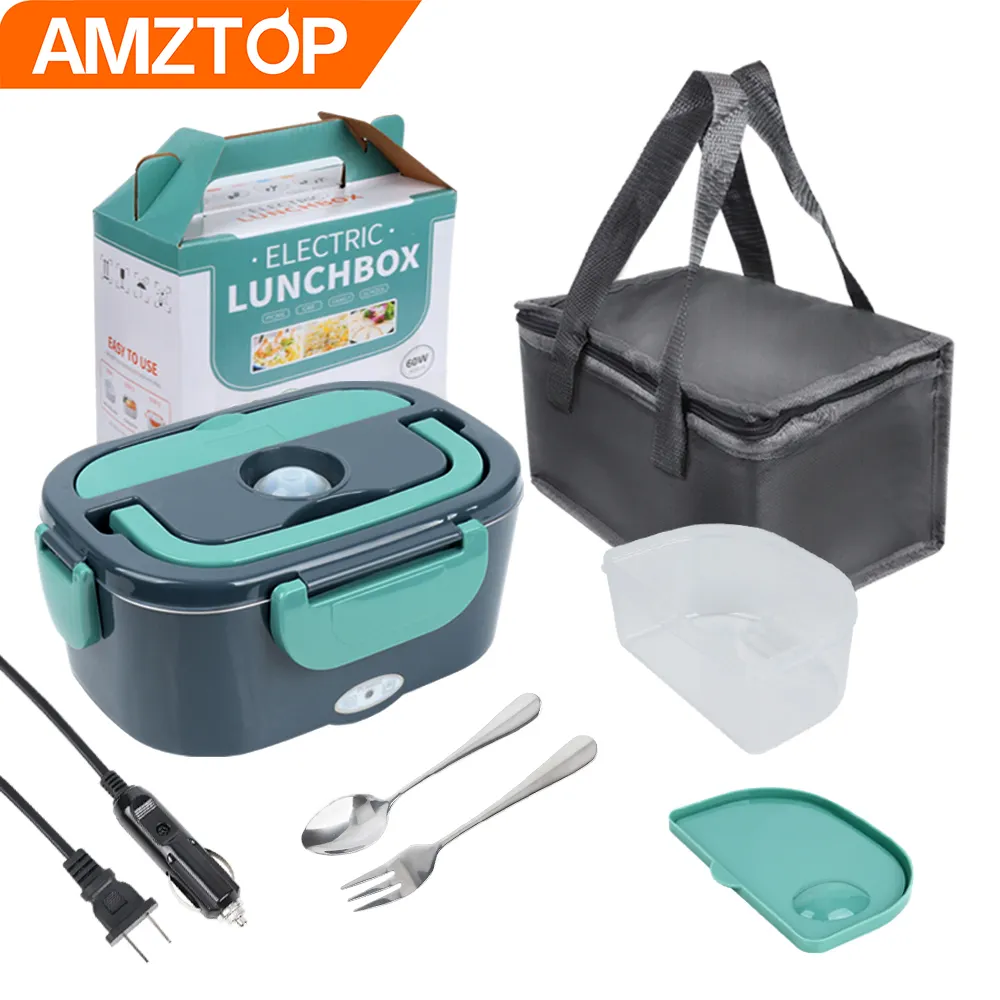 B10-1292 Amz Meilleur Vendeur 1.5L En Acier Inoxydable Portable Électrique Conteneur De Nourriture Chauffage Boîte À Lunch Réchauffeur De Nourriture avec Sac De Transport