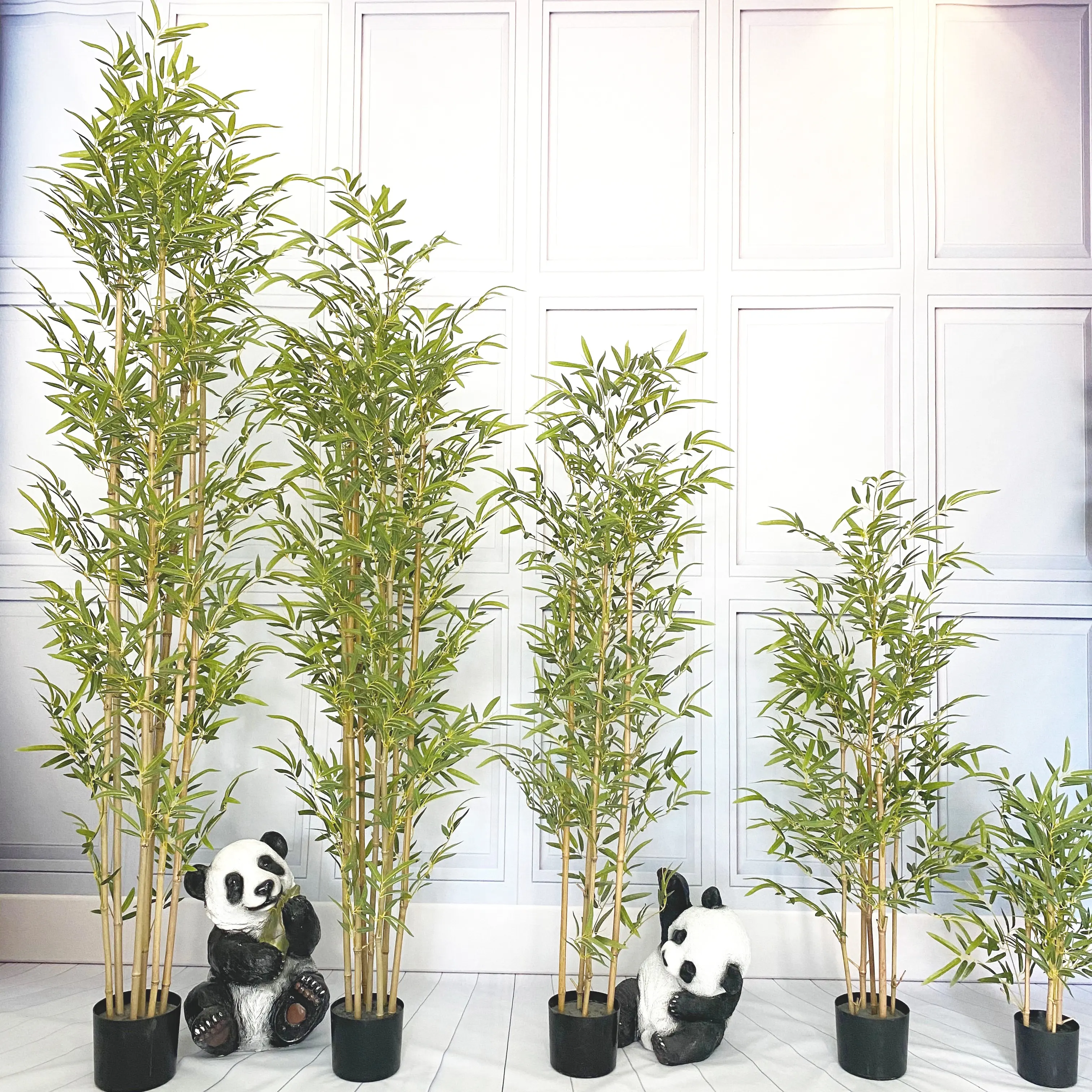 Planta de bambú de simulación de decoración interior al por mayor con maceta plantas de plástico personalizadas árbol de bambú artificial