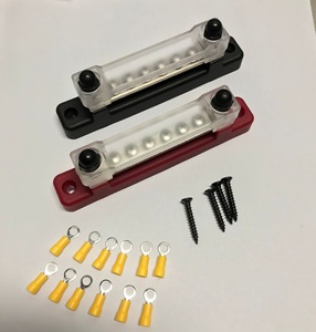 6 terminali otobüs Bar-150A bara bloğu kapaklı, zemin dağıtım, güç dağıtım Terminal bloğu w/ 6 M4 vidalar + 2 çiviler - Product Image 5