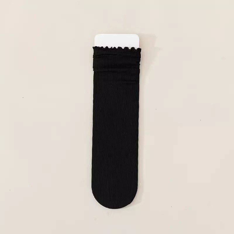 Thin black ruffled socks