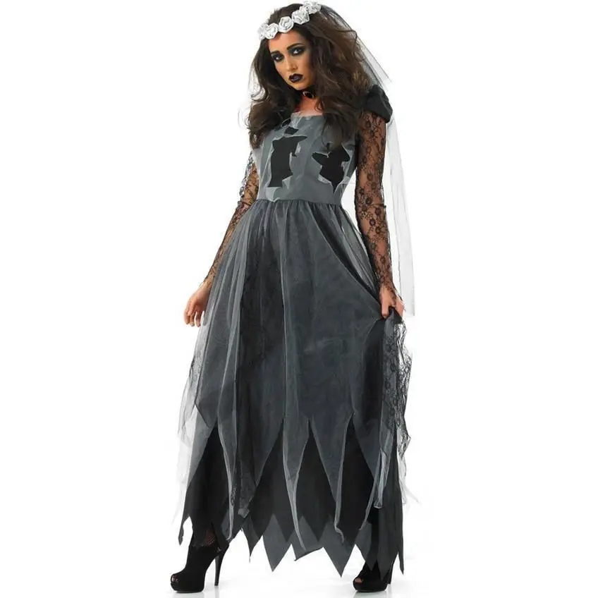 Yeni yüksek kaliteli Cadılar Bayramı Şeytan Kostüm Cosplay Cadı Hayalet Izgara Rol Yapma Vampir Ölüm Parti Kostüm Partisi Elbise