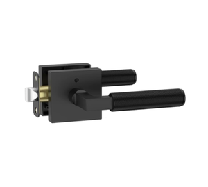 Cerradura de puerta de palanca cuadrada de lujo, manijas de puerta de privacidad moleteadas doradas con botón pulsador para puerta Interior - Product Image 1