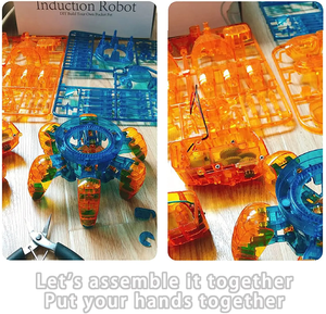 Kit de bricolaje de Robot de inducción inteligente automontado | Programación de codificación STEM Educación AI Aprendizaje temprano Juguetes electrónicos de ensamblaje
