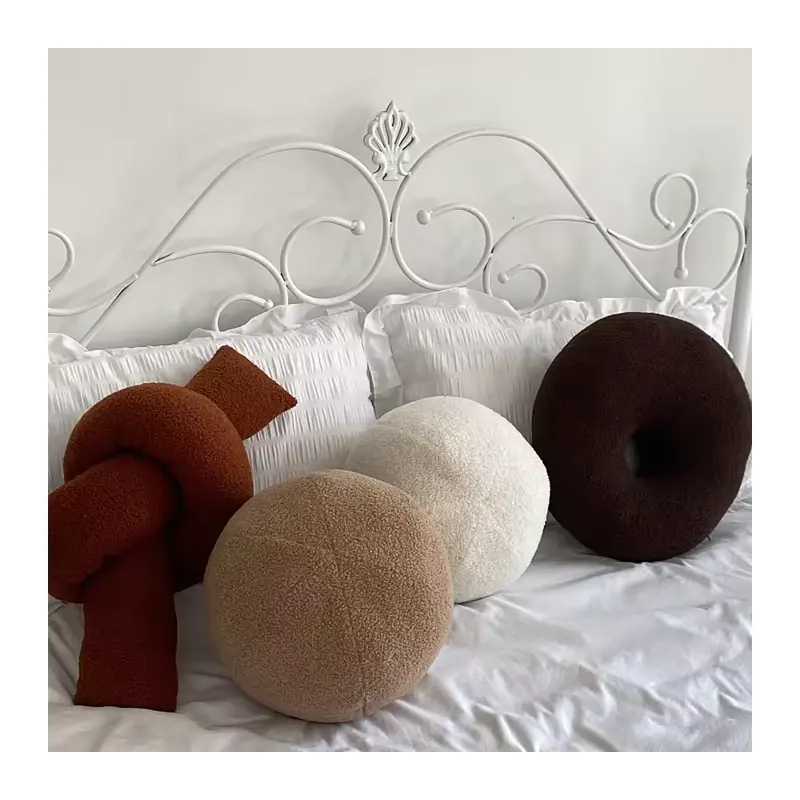 Travesseiro de bola de urso de pelúcia em forma de bola, travesseiro decorativo de lã boucle, travesseiro de bola para carro de escritório, mais vendido