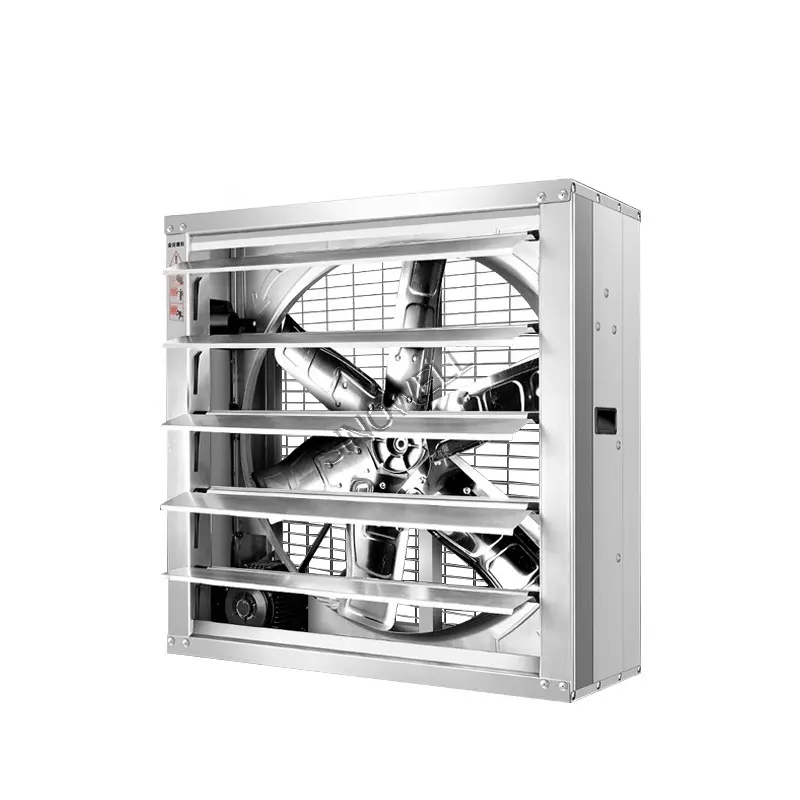 Ventilador de escape para avicultura industrial, ventilação de fábrica com sistema de refrigeração evaporativo
