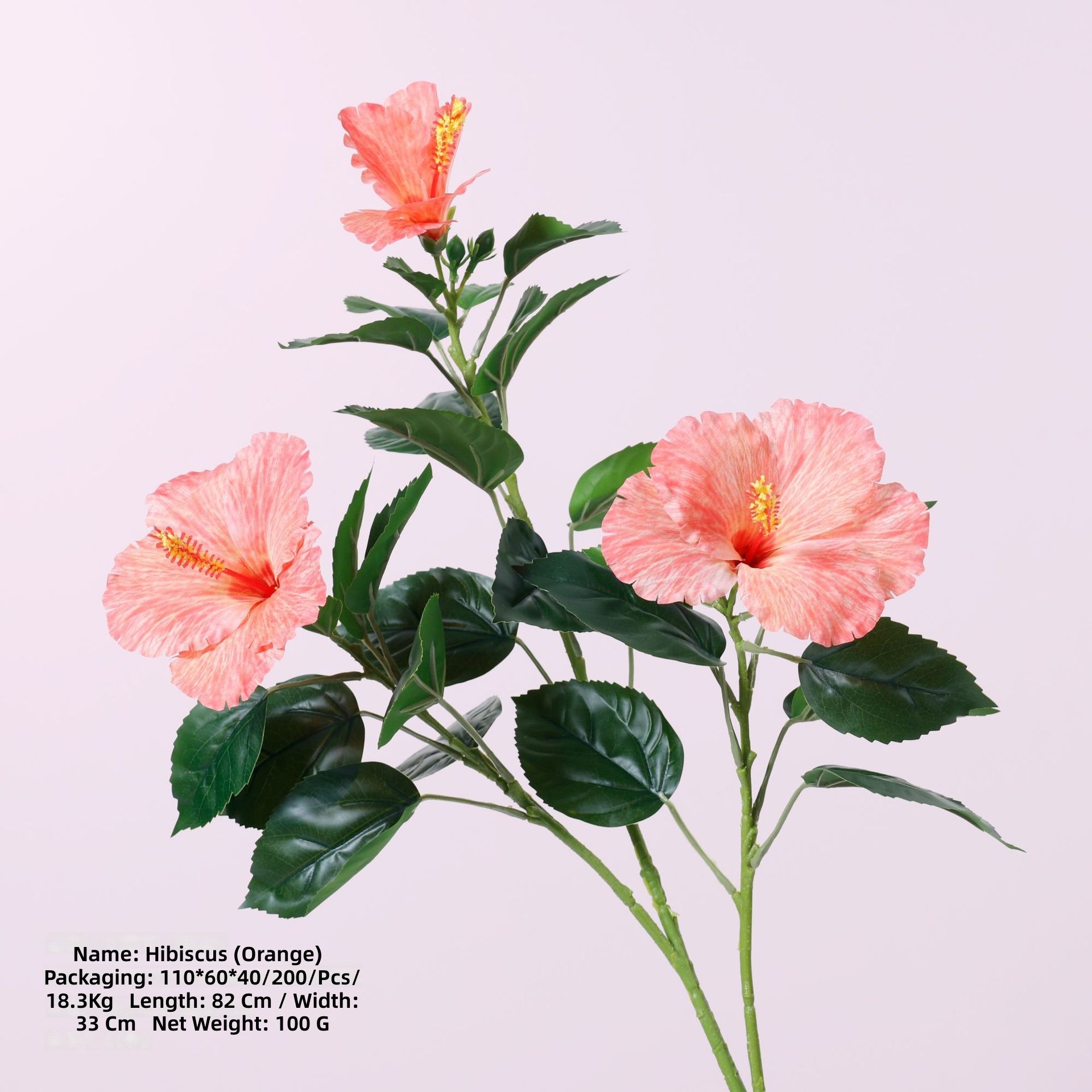 orange Hibiscus flower 82cm