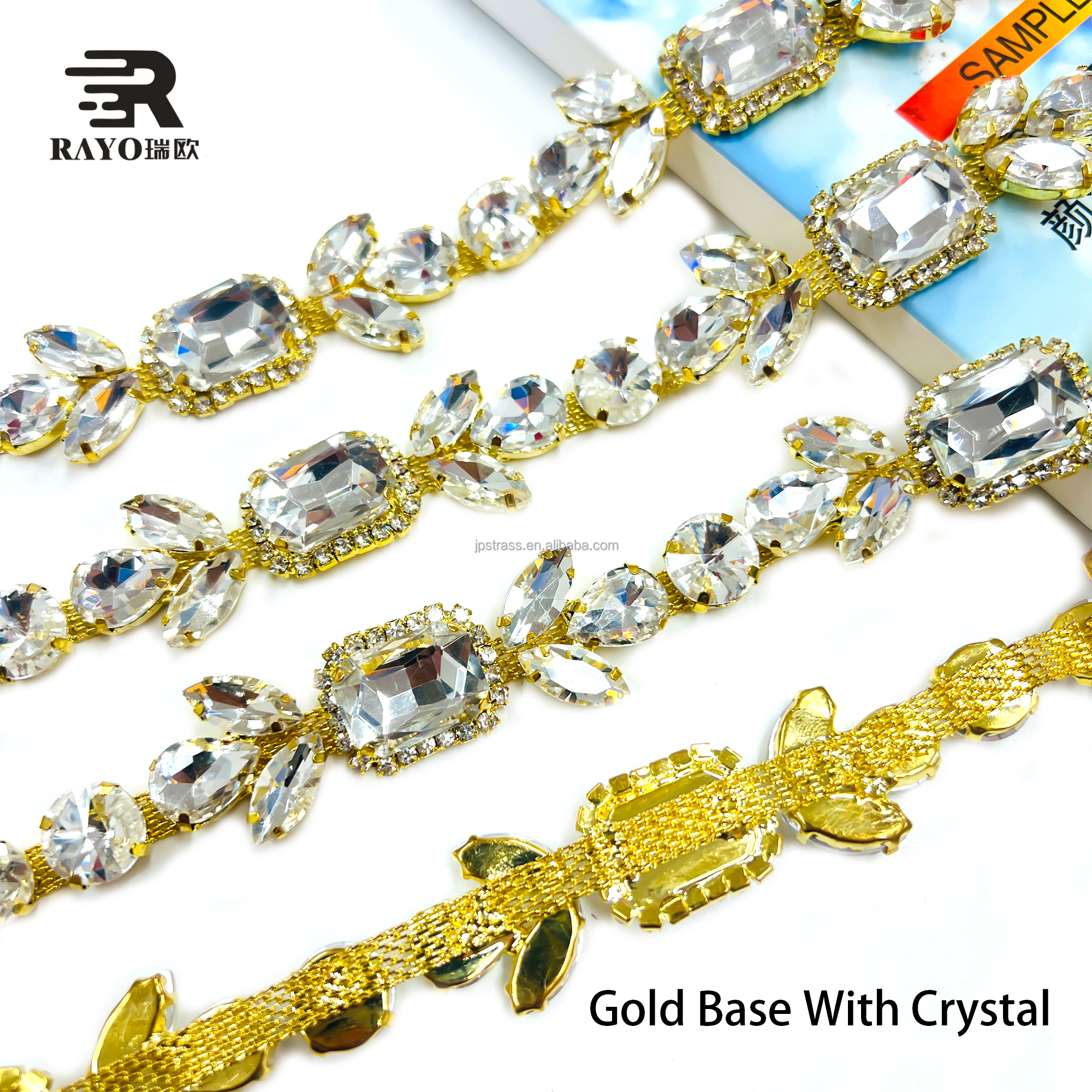Gold base with crystal