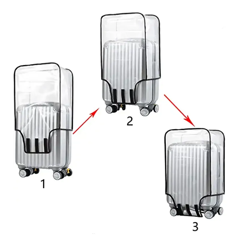 20 "22" 24 "26" 28 "30" 32 "클리어 PVC 가방 커버 프로텍터 수하물 커버 바퀴 달린 가방
