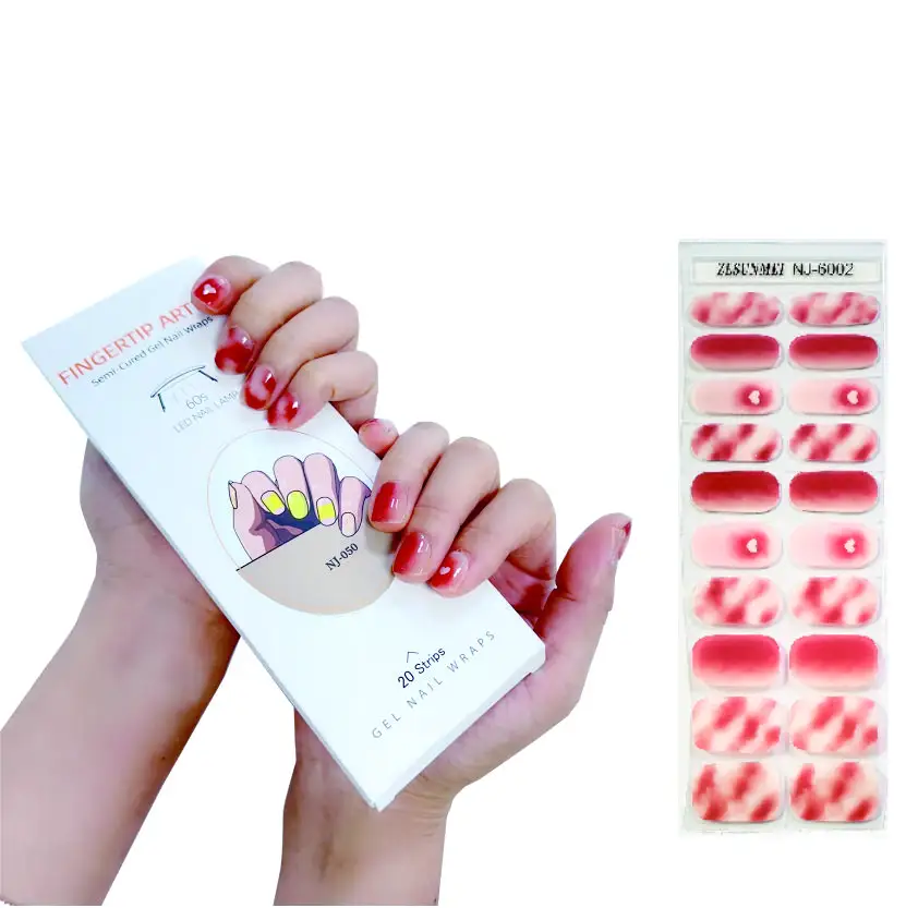 Semi Cured Gel Nail Sticker Uv Set Semi Cured Gel Nail Strips Stickers Christmas Gel Nail Stickers