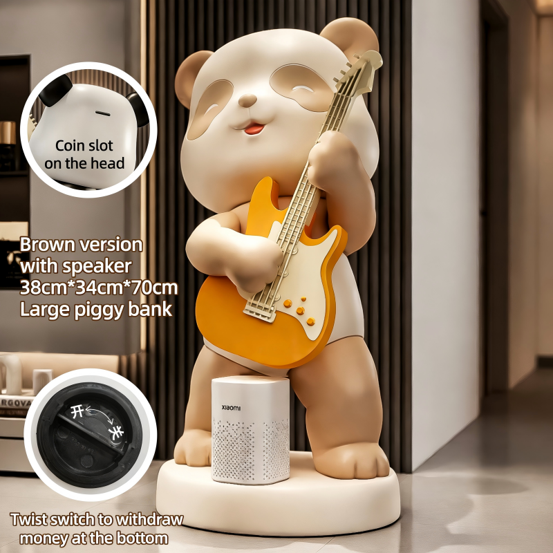 Panda brun jouant de la guitare AKD6759A (avec haut-parleur Xiaoai)