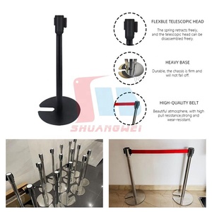 U Typ Stahl Schwarz <span class=keywords><strong>Queue</strong></span> Line Divider Pole Tape <span class=keywords><strong>Queue</strong></span> Barrier Einziehbarer Riemen Pfosten Rungen Isolation riemen zur Kontrolle der Menschen menge - Product Image 2