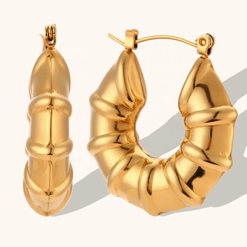 Dingran vente en gros sur mesure boucles d'oreilles de mode bijoux en acier inoxydable léger gros pneu creux boucles d'oreilles créoles