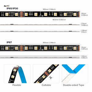 RGBCCT doppia striscia LED per dati 505050smd 16.4FT 60LED/m 10 Pixel/m 5 colori in 1 telecomando a caccia di strisce di luci colorate - Product Image 2