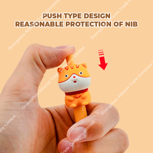 6 <strong>Style</strong> Cute Retractable Ballpoint Pen 0.5mm ABS+PVC Silicone Cat Manual Pen Metal Material For Gift <strong>Writing</strong> - Product Image 5