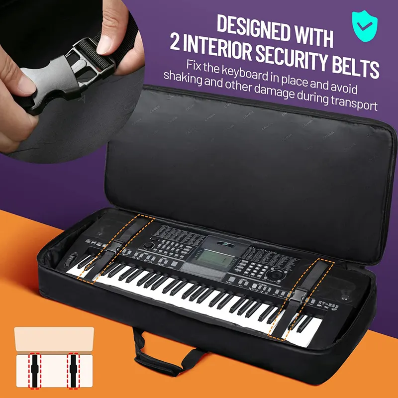 調節可能なショルダーストラップ付きピアノキーボードバックパック電子キーボードケースギグバッグ