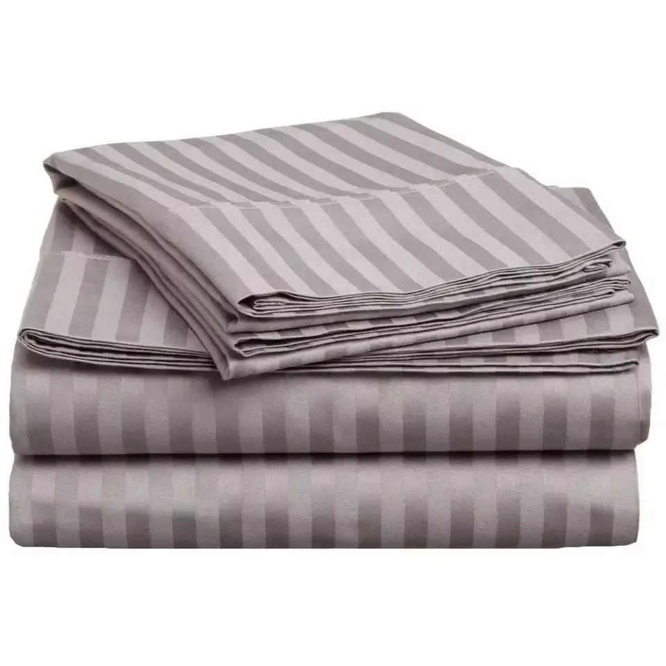 Set di biancheria da letto a righe in raso di vendita caldo Set di lenzuola per la casa produttore all'ingrosso di tessuti per la casa Set di lenzuola semplici per Hotel e uso domestico