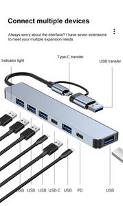USB-Hub mit mehreren Anschlüssen USB-Verteiler PC-Computer-Hub USB 3.0 - Product Image 5