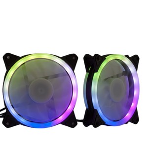 RGB LED Magic Color 12CM Ventilador de chasis de doble halo Refrigeración silenciosa para computadora de escritorio con rodamiento de bolas Disipador de calor de PC de plástico Tipo de aire - Product Image 1
