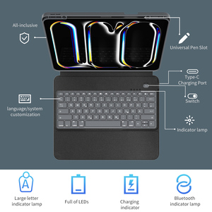 Wholesale Price OEM ODM Slim Smart <strong>Bluetooth</strong> <strong>Keyboard</strong> Folio with Hinge Kickstand for 13'' iPad Pro M4 2024 Slim <strong>Keyboard</strong> 81 Key - Product Image 2