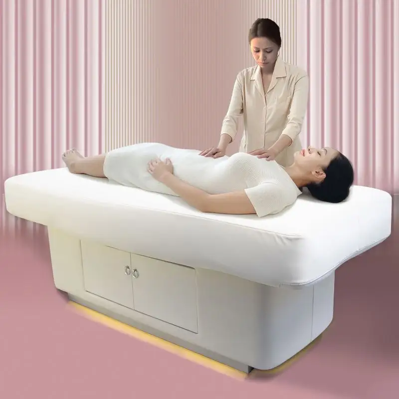 Cama de massagem elétrica multifuncional para salão de beleza, 1 conjunto de extensões de cílios em couro sintético, ideal para lojas de spa