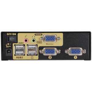 VCOM 2 entradas 1 salida HD Video 1080P VGA KVM Switch con Audio IR Remote para computadora dual para monitorear proyector
