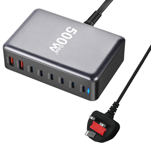 ユニバーサル充電器アドパター6 USB-C 2 USBポートPD 100W充電器超高速充電速度EU/米国/英国/AUプラグ500Wスマートガン充電器 - Product Image 5