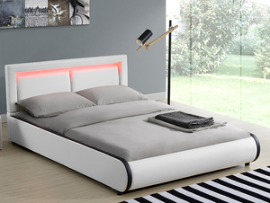 Willhome Modern avrupa tarzı LED yatak ile üstün kafalık yastık yumuşak deri döşeme ahşap çerçeve üzerinde ev için - Product Image 6