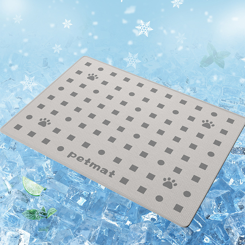 Tapis pour animaux de compagnie en soie glacée - Gris clair tacheté