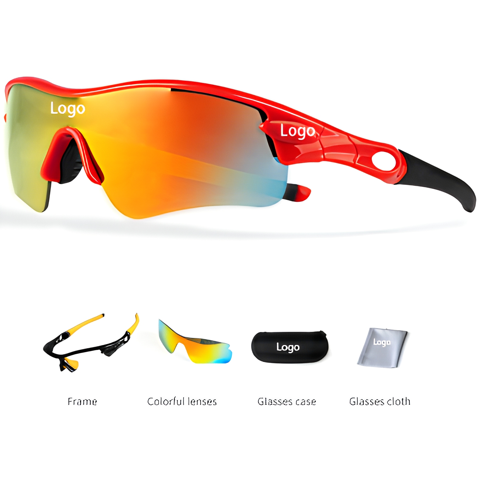Montatura in PC rosso lucido + lente in PC rossa