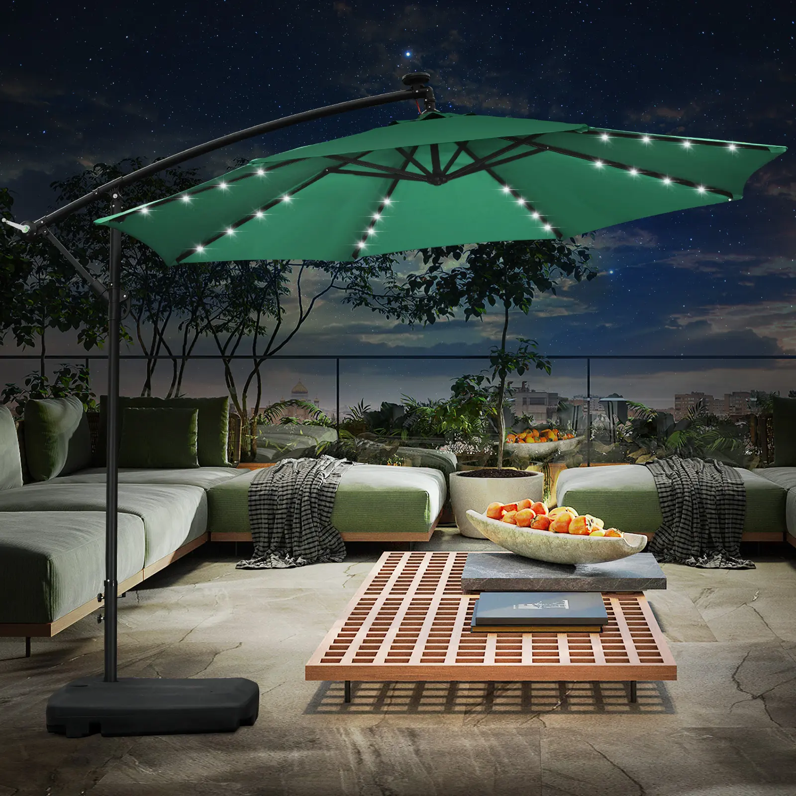 HUAHONG LEDヘッドライトビーズソーラーサンブレラバナナ傘印象的な屋外用家具