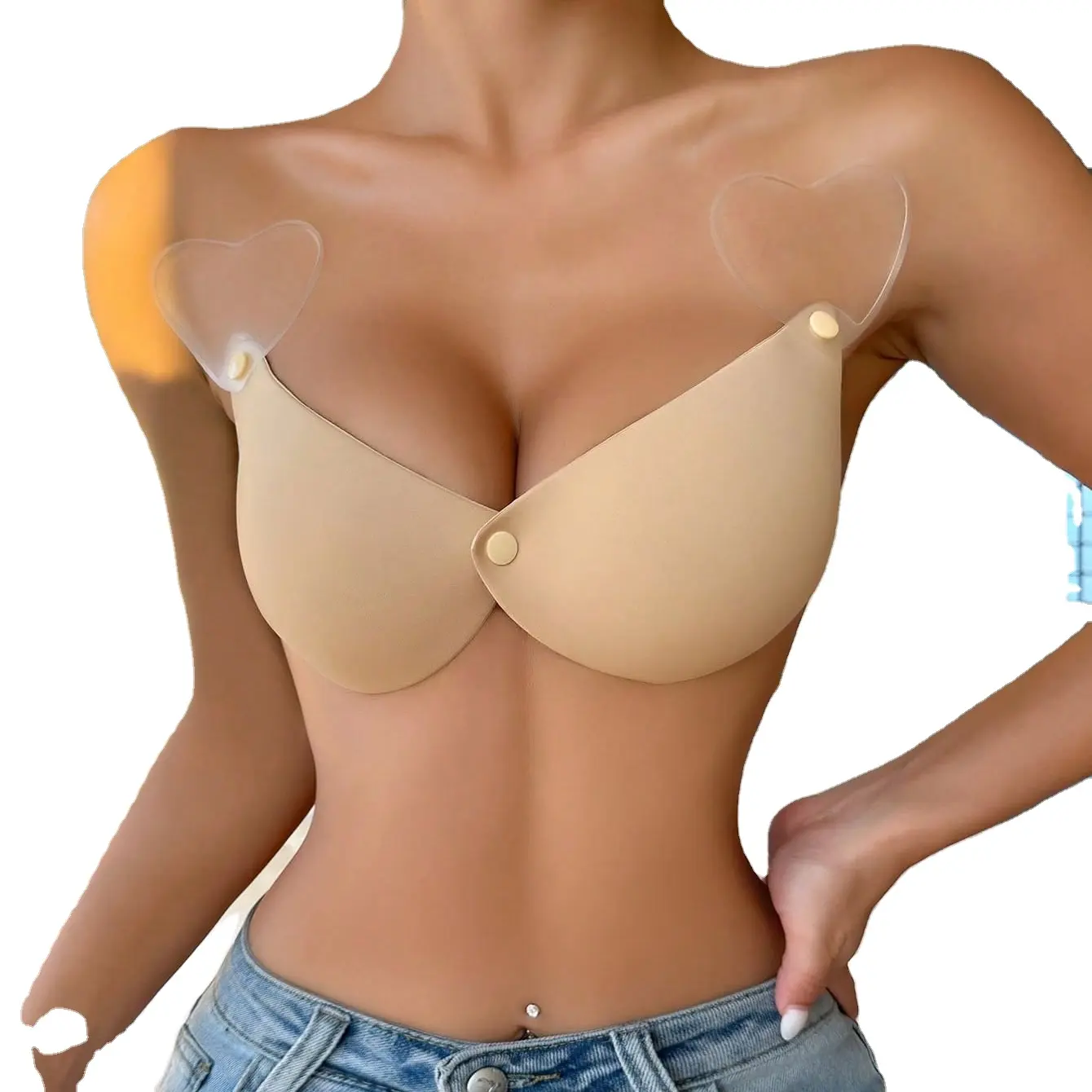 2023 New Waterproof Sticky Breast Patches Mulheres Invisível Strapless Silicone Auto-adesivo Bra