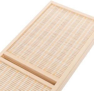 Deluxe Woven Beige Bamboo 4 Panel Folding Room Divider Màn Hình Với Kệ Lưu Trữ - Product Image 3