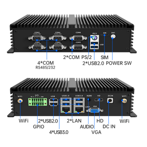 X86 Fanless 2 Lan 6com Industrial Pc I5 4200U/i7 4500U VGA+HD Dual Display 8*USB RS485 232 <strong>Embedded</strong> Mini <strong>Computer</strong> - Product Image 3