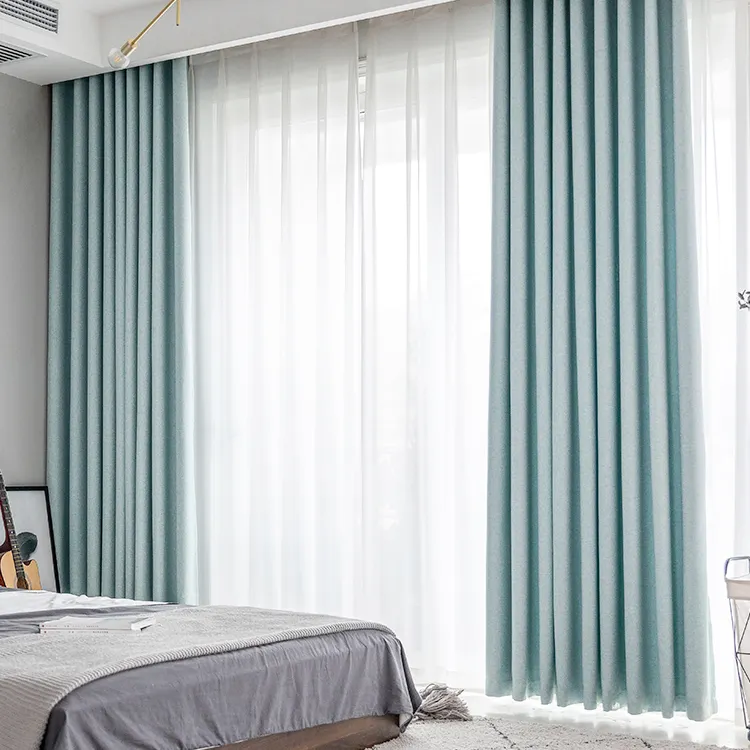 Fábrica al por mayor cortinas de hotel de alta calidad azul gris verde sombreado aislamiento térmico cortinas de ingeniería de color sólido moderno