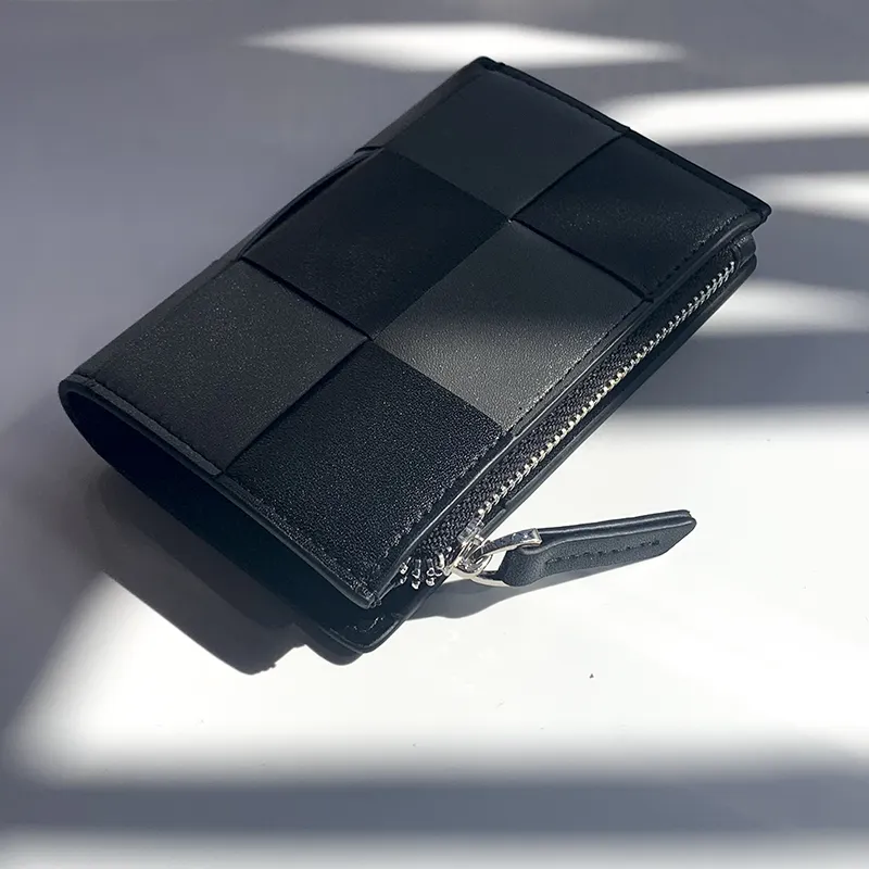 Tarjetero de lujo para mujer, billetera minimalista de cuero con cremallera personalizada, novedad de fábrica