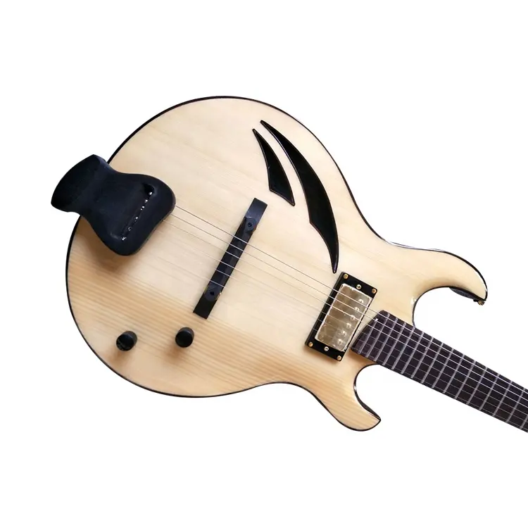 Guitarra eléctrica acústica Jz Music de cuerpo Archtop de madera maciza hecha a mano personalizada con dos agujeros F