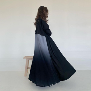2024 mütevazı müslüman arap Abaya kıyafeti şifon pileli Patchwork hırka uzun elbise Turkiye tarzı artı boyutu Dubai Abaya - Product Image 1