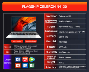 Girly Design N4120 <strong>8</strong>+256GSSD 14.1 Inch 2.6GHz Quad Core Quad Thread USB 3.0 4000mAh Laptop - Product Image 4