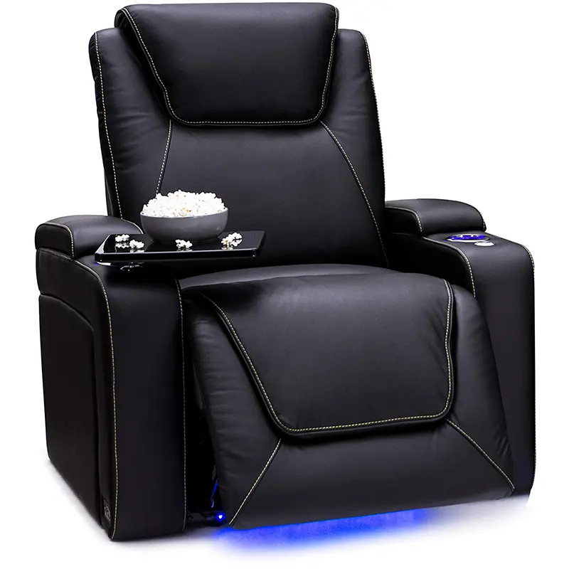 Chaise de théâtre inclinable de massage chauffant motorisé, fauteuil de canapé inclinable en cuir pour cinéma maison avec appuie-tête, fauteuil de cinéma inclinable