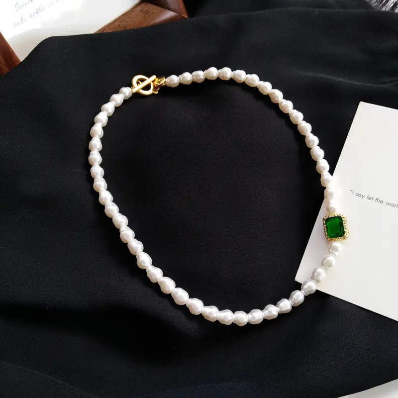 Collar de perlas de sabor Retro de Japón y Corea del Sur para mujer, collar de amuleto, cadena de clavícula fresca