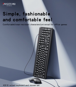 KB18 Yesido 104 Full-<strong>Size</strong> Wired <strong>Keyboard</strong> and Mouse Set Compact <strong>Layout</strong> with 1.5M Cable USB Connection - Product Image 2