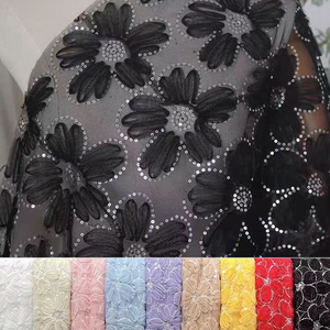 Atacado Lantejoula Bordado Drop Shipping Tule luxo Big French Lace Frisado Tecido Bordado para o Bebê & Kids