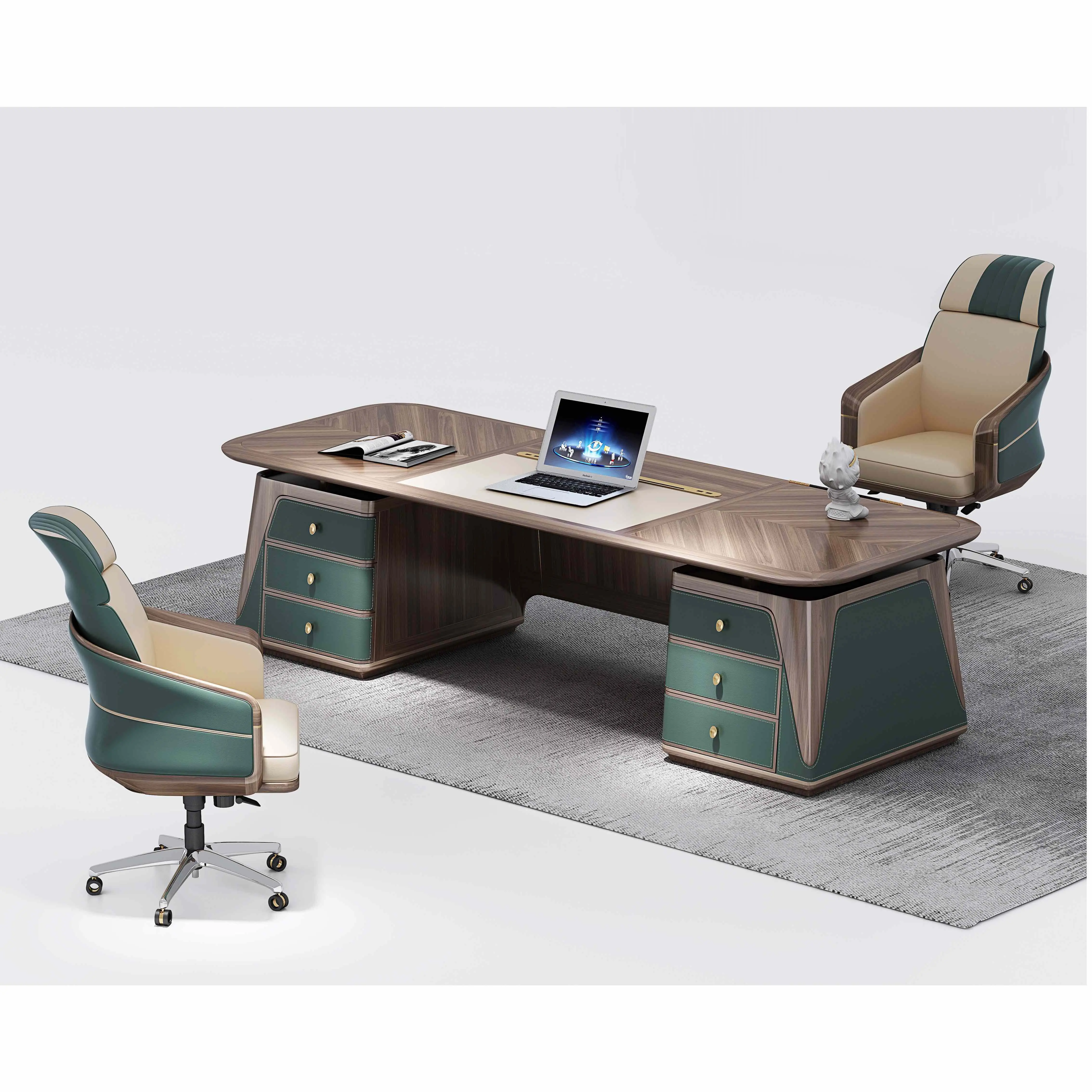 Meja Kayu Berat Rumah Kantor Meja Komputer Meja dengan 3 Laci Satu Tempat Duduk Meja Kantor Meja Manajer