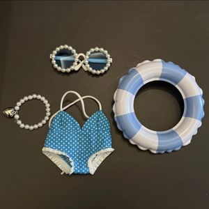 Phong cách màu xanh áo tắm bơi trang phục thiết lập cho 17cm/15cm cho búp bê mùa hè bãi biển phụ kiện thời trang (búp bê không bao gồm) LBB thương hiệu - Product Image 4